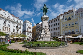 Center square coimbra portugal with statue