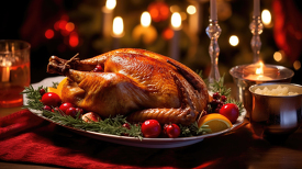 centerpiece of a festive meal turkey seasone ready to carve flic