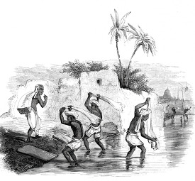 chennai dhobies or washermen, india historical illustration