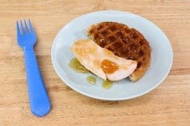Chicken and Waffles with Maple Peach