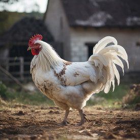 chicken enjoys its freedom wandering the farm