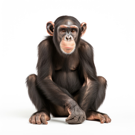 Chimpanzee isolated on white background.