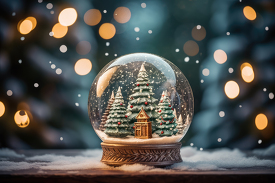 Christmas holiday snow globe with trees