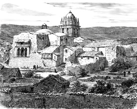 church and convent of santo domingo cuzco historical illustratio