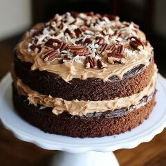 Classic German Chocolate Cake With Coconut Pecan Frosting