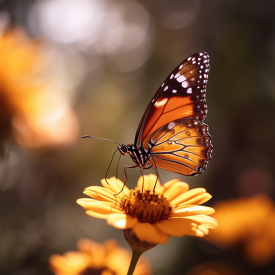 close shot of a butterfly on a yellow flower