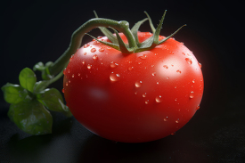 close up of a tomato with water droplets