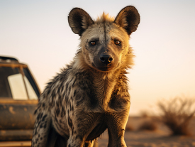 closeup of a striped hyena in kenya africa