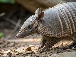 closeup of an armadillo in the desert