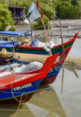 Closeup of colorful fishing boats langkawi malaysia