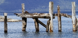 closeup of pier on lake in argentina