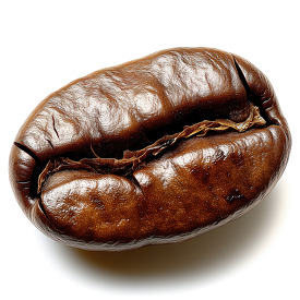 closeup photo of one roasted coffee bean
