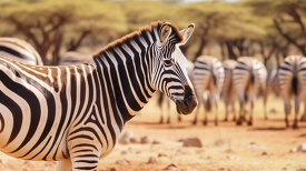 closeup side view of a zebras