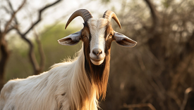 closeup view of a brown and white goat