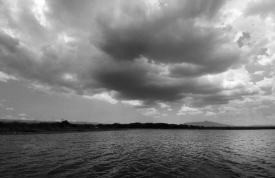 clouds-over-lake-bw-photo-image