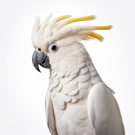 cockatoo closeup isolated on white background