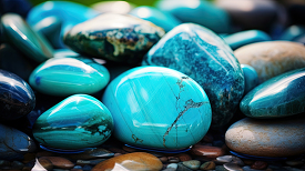 collection of colorful polished and unpolished turquoise