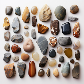 collection of rocks of different shapes and colors