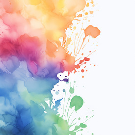 colorful artistic mixture of watercolor splashes on the side wit