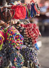 colorful braclets at a stall in morocco