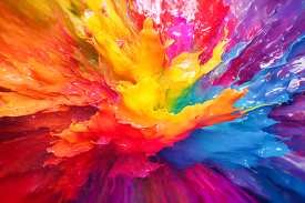 colorful explosion of paint splashes