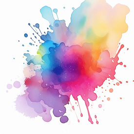 colorful mixture of watercolor splashes of rainbow colors