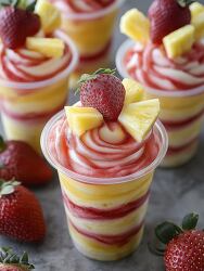 colorful strawberry pineapple slush