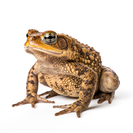 Common brown toad isolated on white background