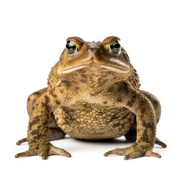 Common toad front view isolated on white background