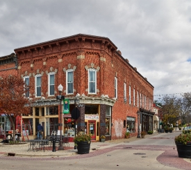 Corner shops in downtown Holly Michigan