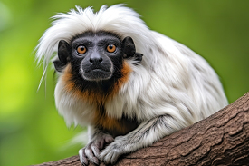 cottontop tamarin sitting on top of a tree