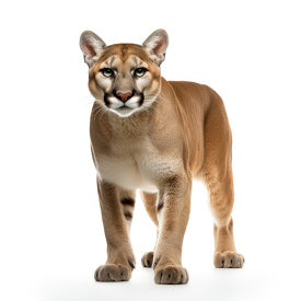 Cougar front view isolated on white background