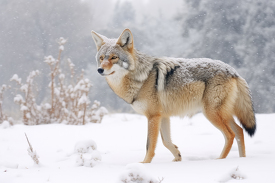 coyote walking in a snowy area photo 2