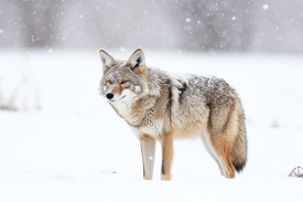 coyote walking in a snowy area photo