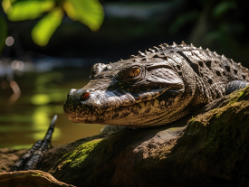 crocodile resting with its head rested on a rock2