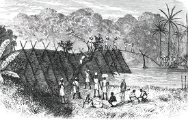 crossing a river in africa historical illustration africa