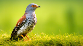 cuckoo cuculus canorus is perched on top of grass