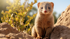 cute and curious banded mongoose