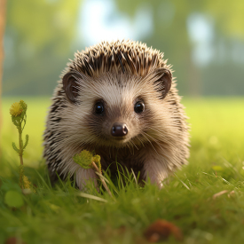 cute hedgehog walking in grass