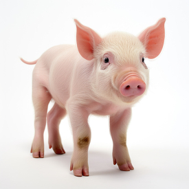 cute pink pig isolated on white background