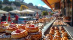 Delightful French Pastries at a Cafe in the City