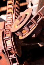 Detailed close up of rusted mechanical parts and gears