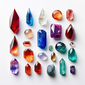 different colors and sizes shapes of crystals