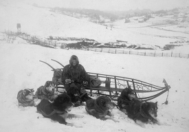 Dog team carrying mail in Alaska historic photo
