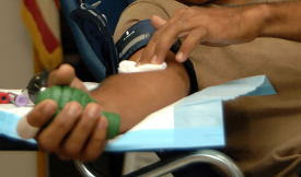 donating blood during a blood drive