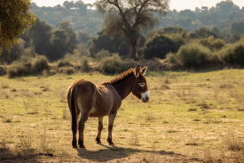 donkey standing in an open field