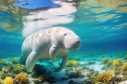 dugong swimming underwater in florida