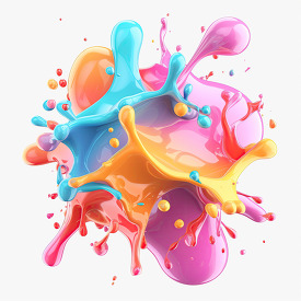 Dynamic explosion of colorful liquid in a swirling abstract comp