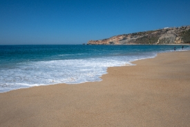 empty beach at nazare portugal