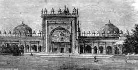 entrance to great mosque of durgah india historical illustration